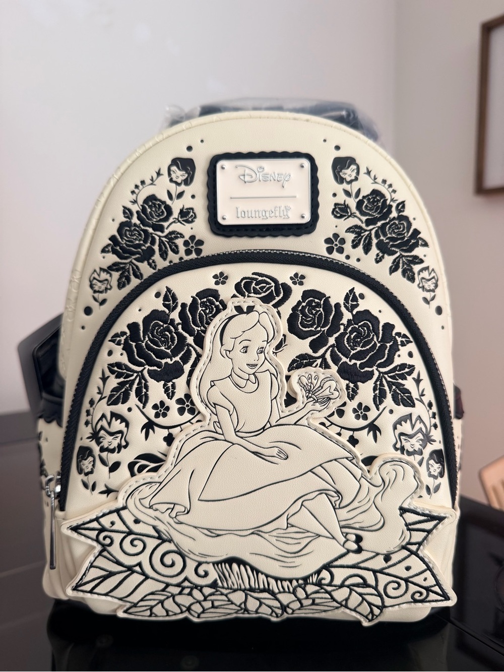 Loungefly Cream and Black Alice in Wonderland Mini Backpack